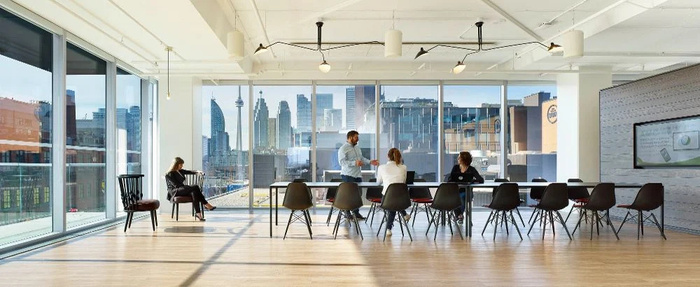 Wood-panelled office corridor